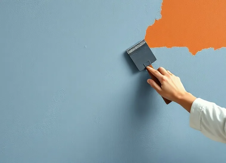 Application d'un enduit décoratif à la lisseuse sur un mur