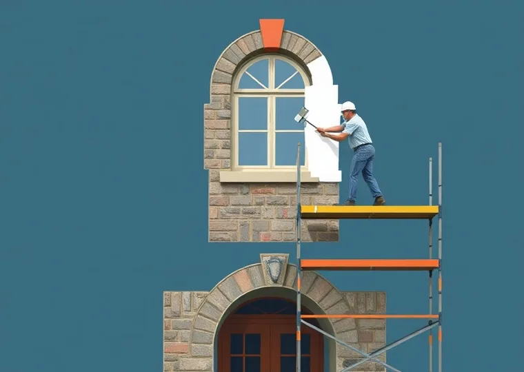 Ravalement de façade en pierre, nettoyage et application d'enduit